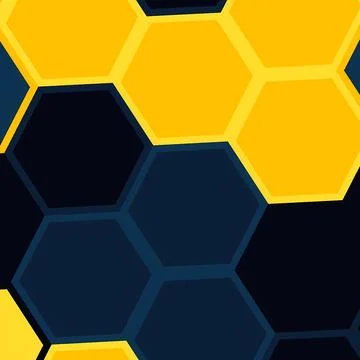 Modern Abstract Hexagon Honeycomb Background Pattern in Vibrant Yellow and Deep イラスト素材