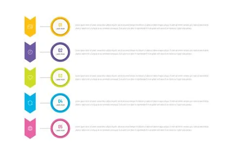 Modern abstract infographic with 5 steps or processes elements and icons. Stock Illustration