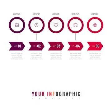 Modern abstract infographic with 5 steps or processes elements Stock Illustration