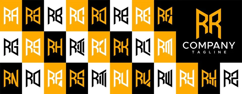 Modern abstract initial RR R letter logo design. Simple R logo vector template. Stock Illustration