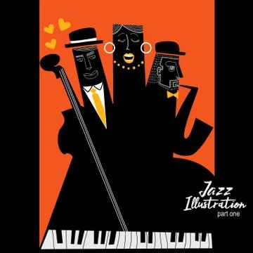 Modern abstract jazz illustrations Illustrazione stock