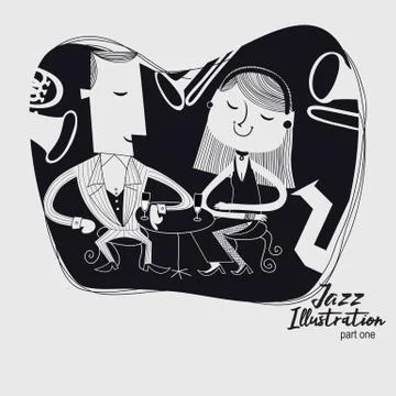 Modern abstract jazz illustrations Illustrazione stock