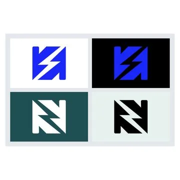 Modern Abstract Letter N Lightning Bolt Logo Set Stock-Illustration