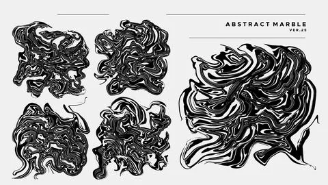 Modern abstract line wave liquid oil painting design. Cool marble graphic vector Stock Illustration