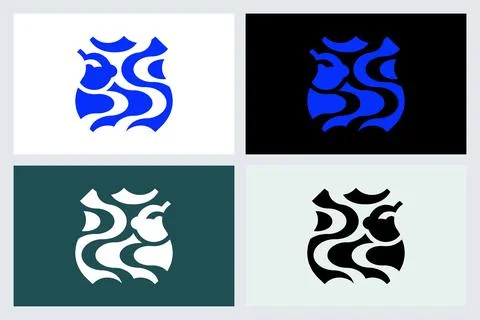 Modern Abstract Lion Head Vector Logo Design Stock Illustration