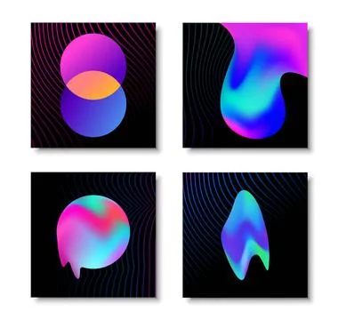 Modern abstract liquid gradient effect card set Abstract background set, c... Foto stock