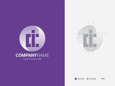 Modern abstract logo with a circle shape, and geometric 'C I' letter design Stock Illustration