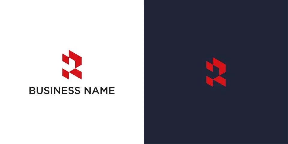 Modern, abstract logo design featuring a stylized letter 'R' Stock Illustration