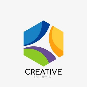 Modern abstract logo design. Geometric vector art. Clean overlapping lines and Illustrazione stock