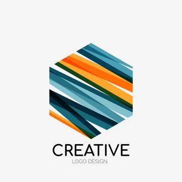 Modern abstract logo design. Geometric vector art. Clean overlapping lines and Illustrazione stock