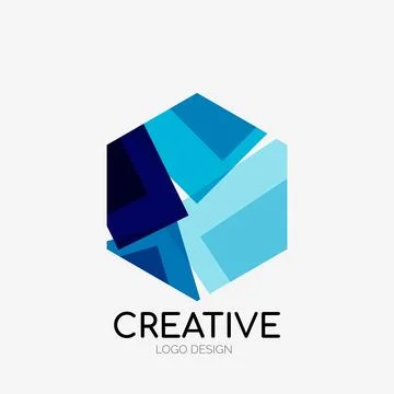 Modern abstract logo design. Geometric vector art. Clean overlapping lines and Stock Illustration