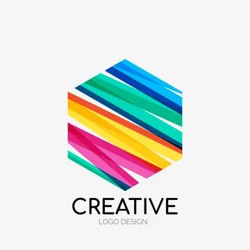 Modern abstract logo design. Geometric vector art. Clean overlapping lines and Stock Illustration