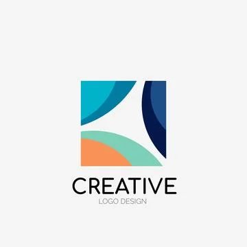 Modern abstract logo design. Geometric vector art. Clean overlapping lines and Illustrazione stock