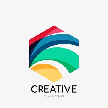 Modern abstract logo design. Geometric vector art. Clean overlapping lines and Illustrazione stock