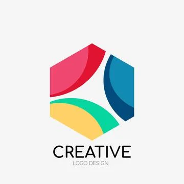 Modern abstract logo design. Geometric vector art. Clean overlapping lines and Illustrazione stock