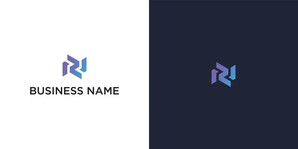 Modern abstract logo design with initial letter NR Stock Illustration