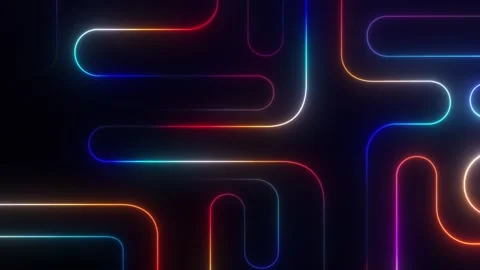 Modern abstract looping motion background of neon rainbow lines. Abstract c.. Stock-Footage 334424121