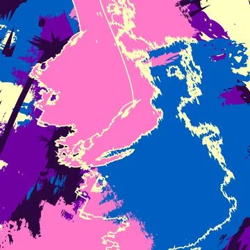 Modern Abstract Map Artwork Featuring Expressive Paint Brush Stock Illustration