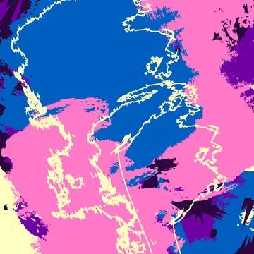 Modern Abstract Map Artwork Featuring Expressive Paint Brush Stock Illustration