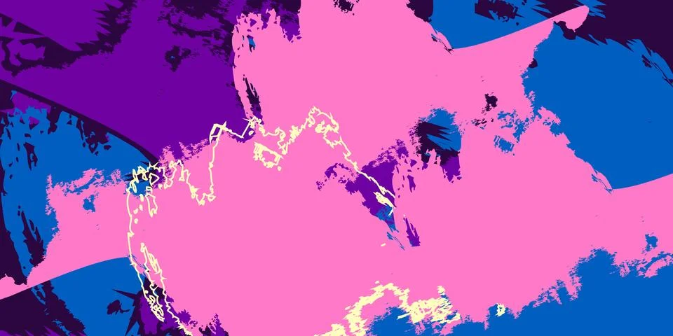 Modern Abstract Map Artwork Featuring Expressive Paint Brush Stock Illustration