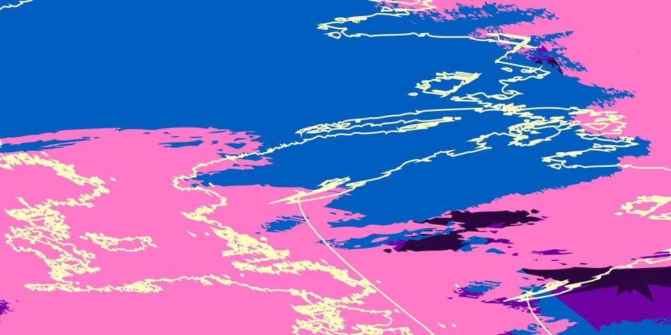 Modern Abstract Map Artwork Featuring Expressive Paint Brush Stock Illustration