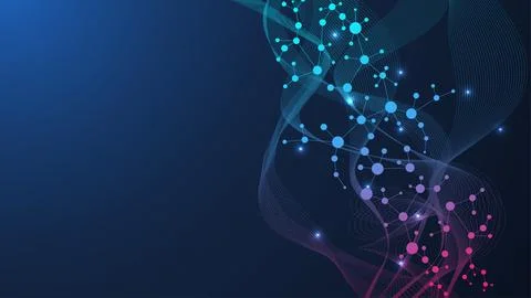 Modern abstract molecules structure for science or medical background. DNA .. Stock Illustration