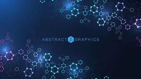 Modern abstract molecules structure for science or medical background. DNA he Stock Illustration