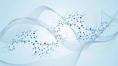 Modern abstract molecules structure for science or medical background. DNA .. Stock Illustration