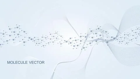 Modern abstract molecules structure for science or medical background. DNA .. Stock Illustration