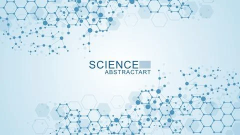 Modern abstract molecules structure for science or medical background. DNA .. Illustrazione stock