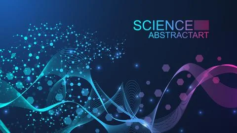 Modern abstract molecules structure for science or medical background. DNA .. Illustrazione stock