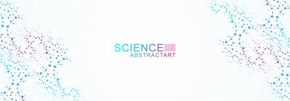 Modern abstract molecules structure for science or medical background. DNA he Stock Illustration