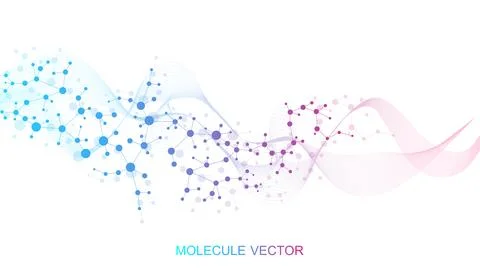 Modern abstract molecules structure for science or medical background. DNA he Illustrazione stock