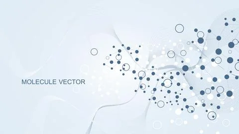 Modern abstract molecules structure for science or medical background. DNA he Stock Illustration
