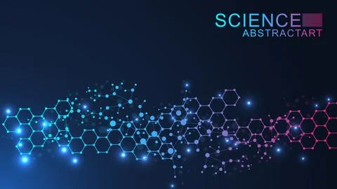 Modern abstract molecules structure for science or medical background. DNA .. Stock Illustration