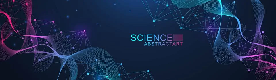 Modern abstract molecules structure for science or medical background. DNA helix Illustrazione stock