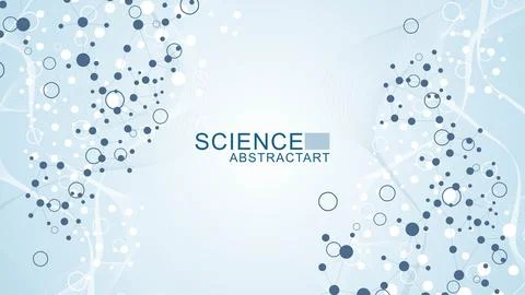 Modern abstract molecules structure for science or medical background. DNA helix Illustrazione stock