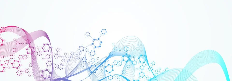 Modern abstract molecules structure for science or medical background. DNA helix Stock Illustration