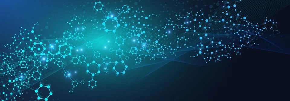 Modern abstract molecules structure for science or medical background. DNA helix Stock Illustration