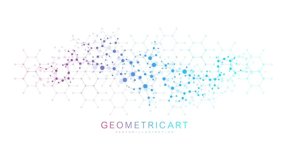 Modern abstract molecules structure for science or medical background. DNA helix Illustrazione stock