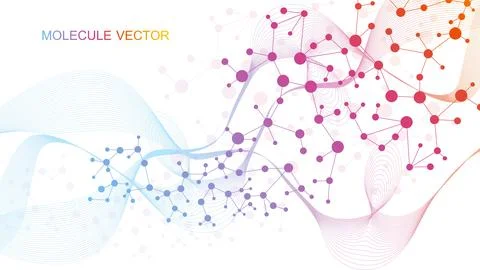 Modern abstract molecules structure for science or medical background. DNA helix Stock Illustration