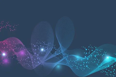 Modern abstract molecules structure for science or medical background. DNA helix Stock Illustration