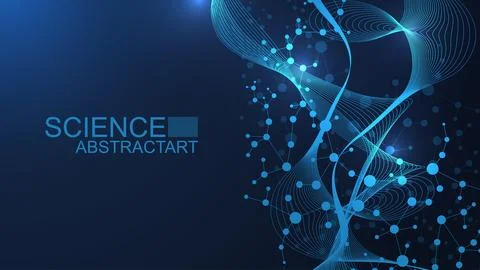 Modern abstract molecules structure for science or medical background. DNA helix Stock Illustration