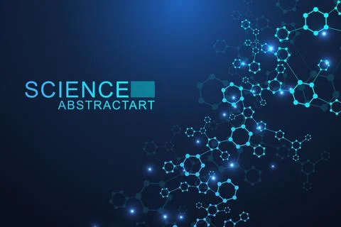 Modern abstract molecules structure for science or medical background. DNA helix Stock Illustration