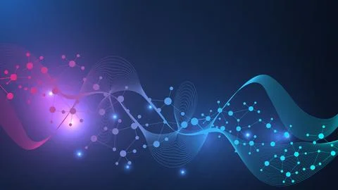 Modern abstract molecules structure for science or medical background. DNA helix Stock Illustration