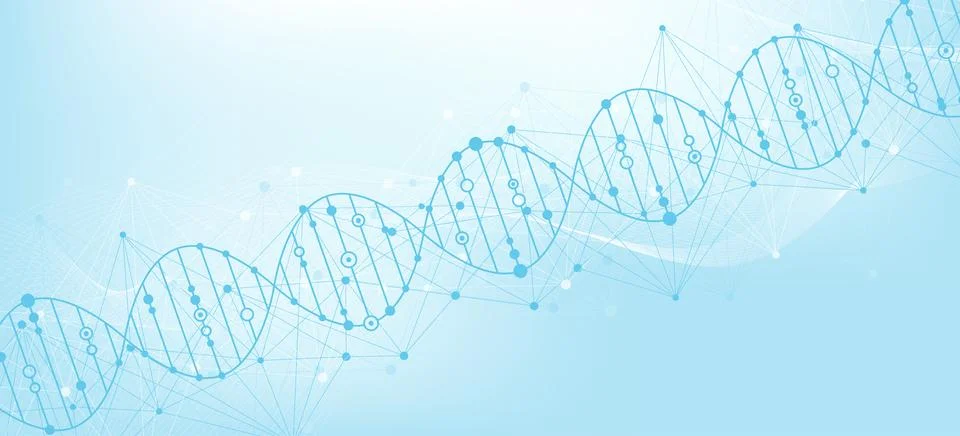 Modern abstract molecules structure for science or medical background. DNA helix Illustrazione stock