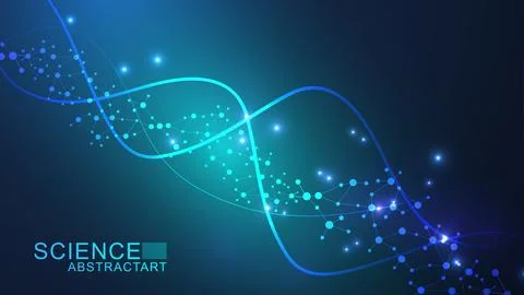 Modern abstract molecules structure for science or medical background. DNA helix Stock Illustration