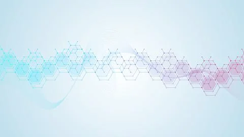 Modern abstract molecules structure for science or medical background. DNA helix Stock-Illustration