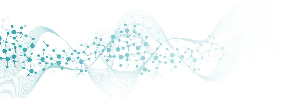 Modern abstract molecules structure for science or medical background. DNA helix Stock Illustration