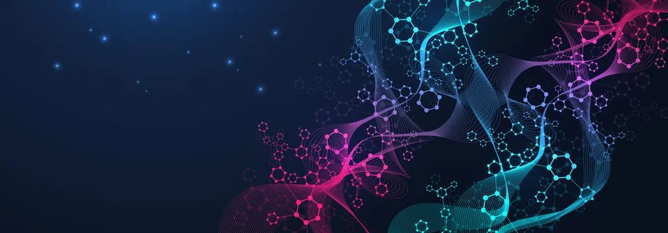 Modern abstract molecules structure for science or medical background. DNA .. Foto stock